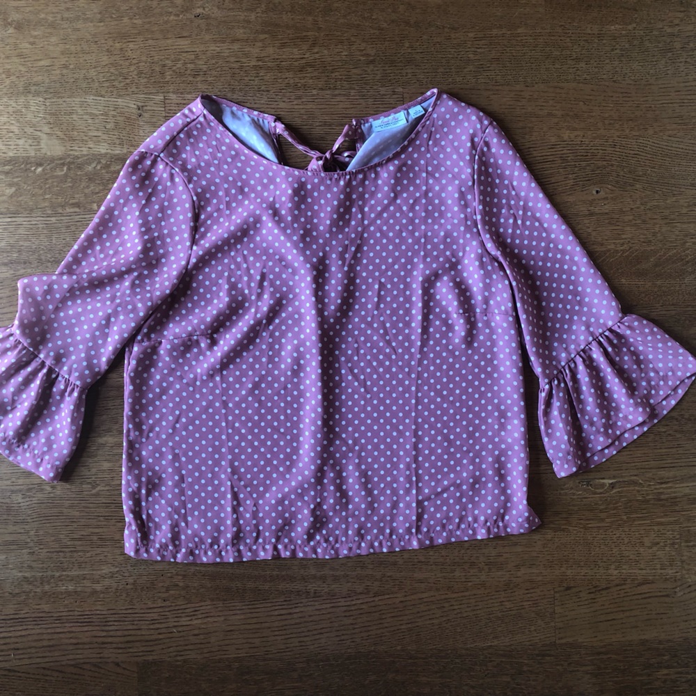 NY&Co Pink Polka Dot Blouse